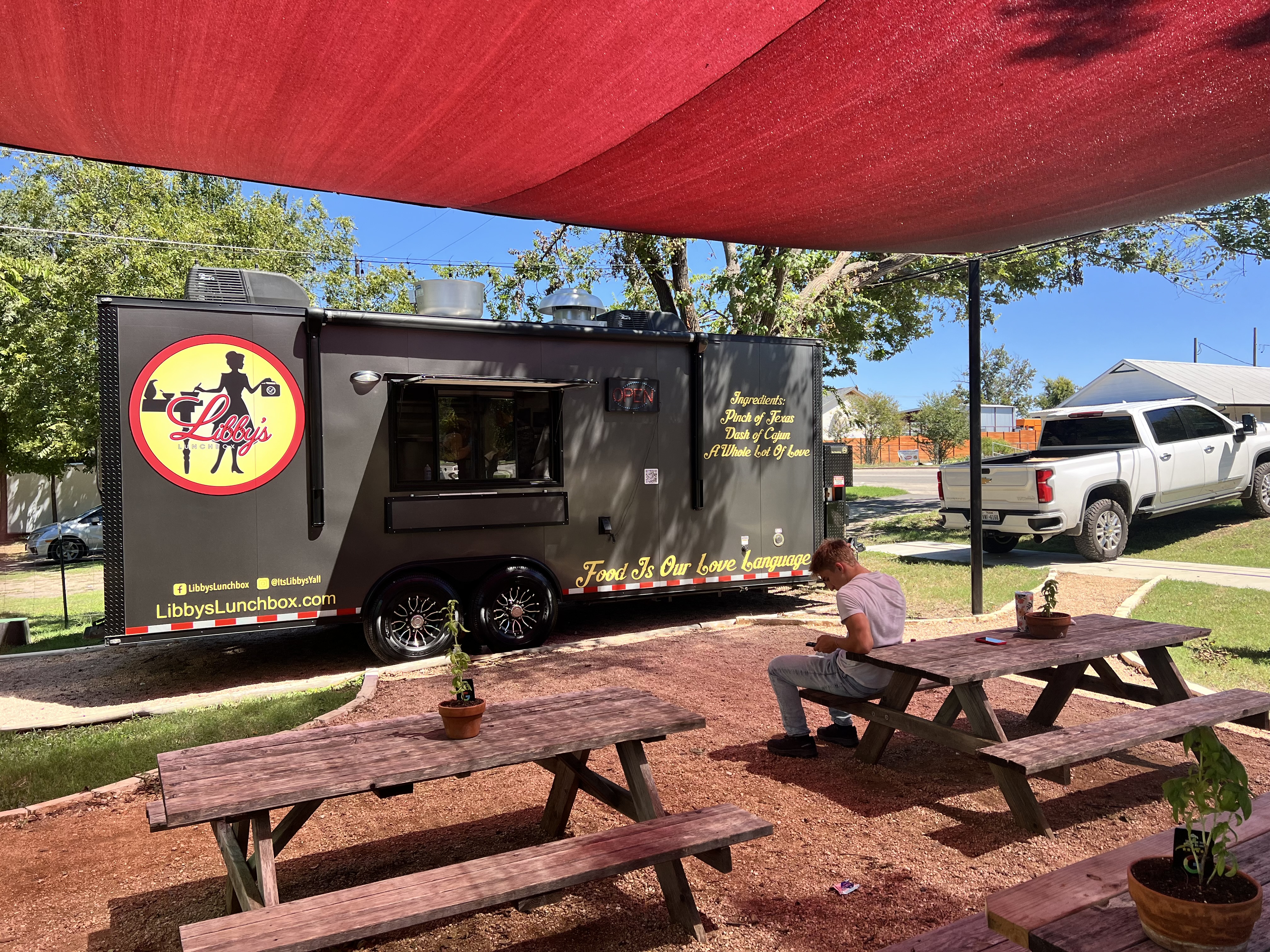 Food truck at dusk.